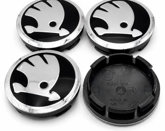 Skoda Radkappen 56mm 4er Set – 5JA601151A Nabendeckel für Octavia Fabia Superb Rapid Karoq Kodiaq | Wheel Center Caps Hub Cover Emblem