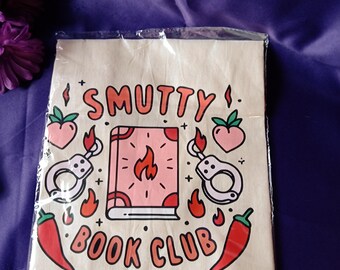 Smutty Book Club Tote Bag – Spicy Book Lover Gift – Fun Bookish Canvas Shopper