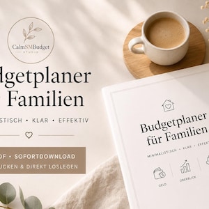 Budgetplaner für Familien PDF, Haushaltsbuch Digital, Finanzplaner Budget Sparziel Tracker A4, Sofort Download Deutsch