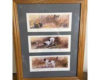 Grabados vintage de Mick Cawston con diseño de terrier enmarcados: "I Spy Missed Drat" (Voy a ver si me lo perdí, ¡qué lástima!), firmados (202/850), raros.