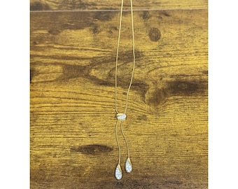 Swarovski Crystal Necklace Tear Drop Pendants Authentic Swan Logo Mark Gold Tone