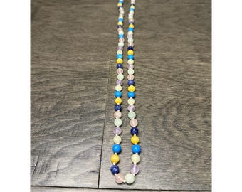 Vintage Multi Color Quartz Gemstone Strand Necklace Beaded Style