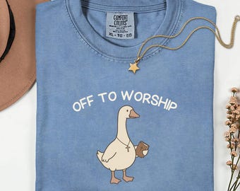 Comfort kleuren christelijk T-shirt, grappige gans weg om te aanbidden T-shirt, bijbelstudie humor shirt, Jezus kerk geloof shirt, christelijke gans cadeau