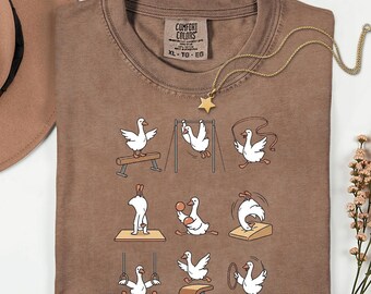 Funny Gymnastics Goose Comfort Colors® T-shirt, leuk turnstercadeau, atletisch grafisch T-shirt voor meisjes, gymnastiekliefhebber cadeau voor meisjes, cadeau moeder