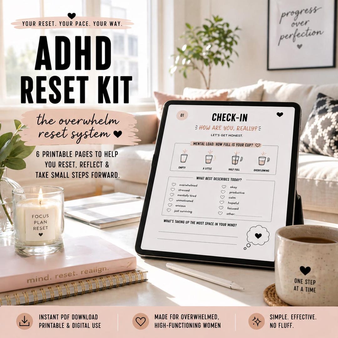 ADHD Reset Kit for Women | Gentle Productivity, Brain Dump Planner ...