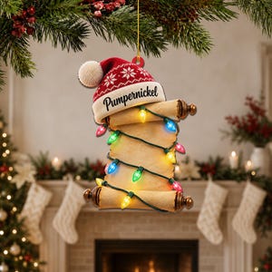 Personalized Scroll Christmas Ornament, Custom Name 2-Sided Acrylic Parchment Decor, Vintage Holiday Keepsake For Writer Or History Lover
