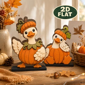 Decorazione in legno a forma di zucca e anatra, grazioso complemento d'arredo autunnale in stile rustico, decorazione per la tavola del Ringraziamento, regalo autunnale per la famiglia, decorazione per la casa a tema raccolto.