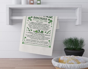 Banjaxed Definition Tea Towel Irish Slang Kitchen Towel Green Text