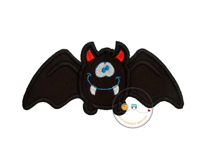 halloween happy bat iron embroidered fabric applique patch embellishment ready to ship