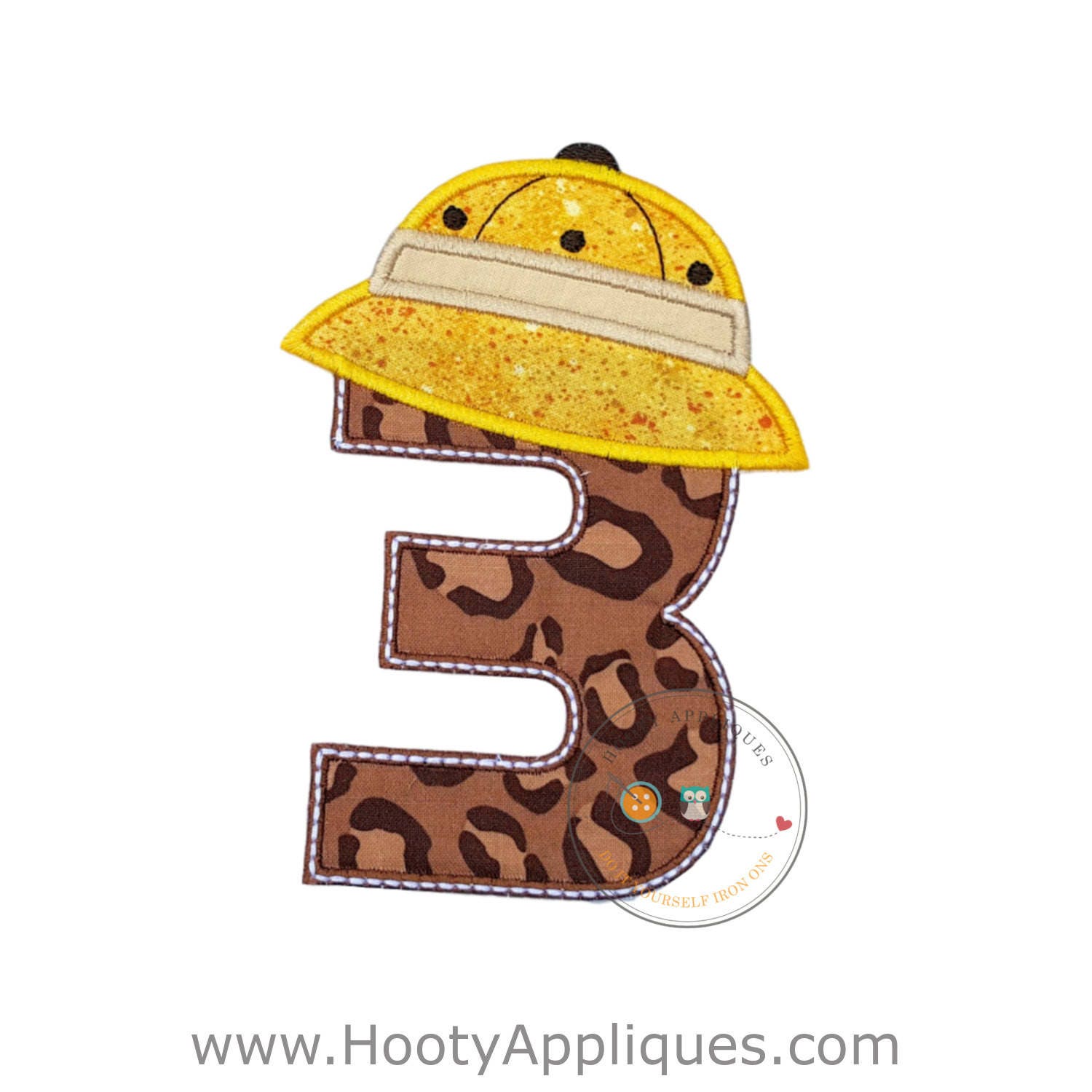 number three safarijungle hat birthday iron on patch in etsy