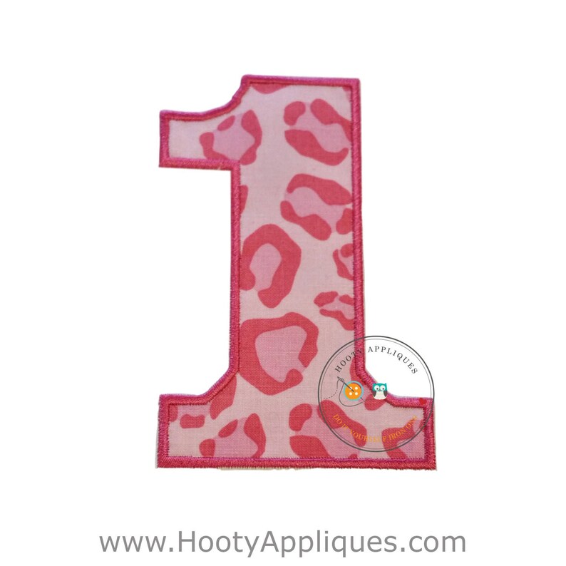 large pink cheetah print number 1 iron embroidered fabric etsy