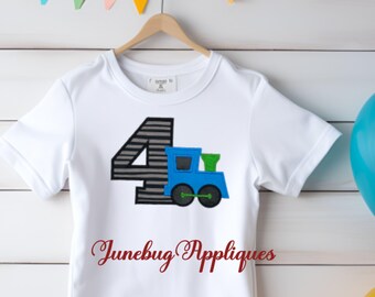 Embroidered Train Applique: Iron-On Birthday Numbers 1-9