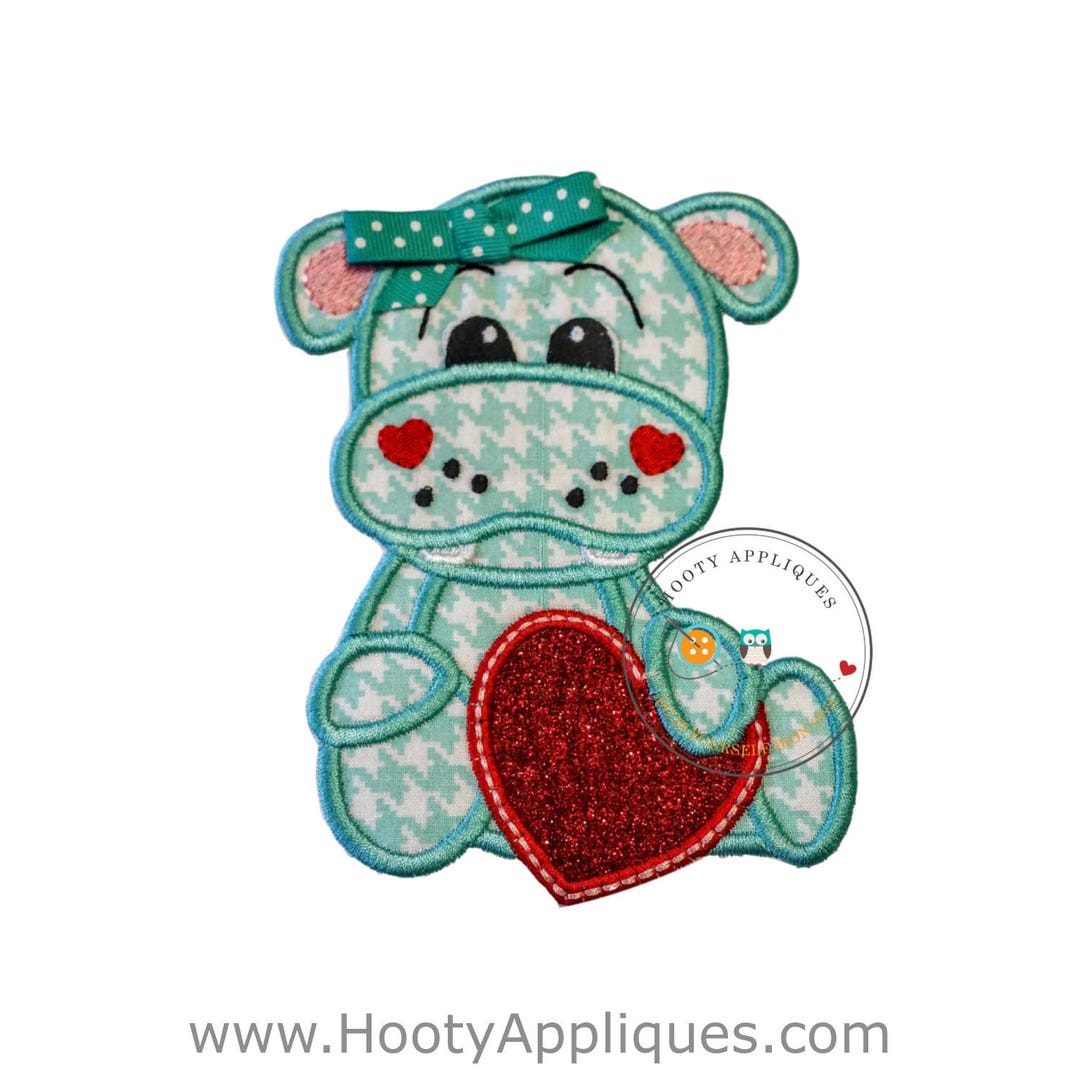 Embroidered Ironon Hippopotamus Applique Valentine's Etsy Embroidered Ironon Hippopotamus Applique Valentine's Etsy