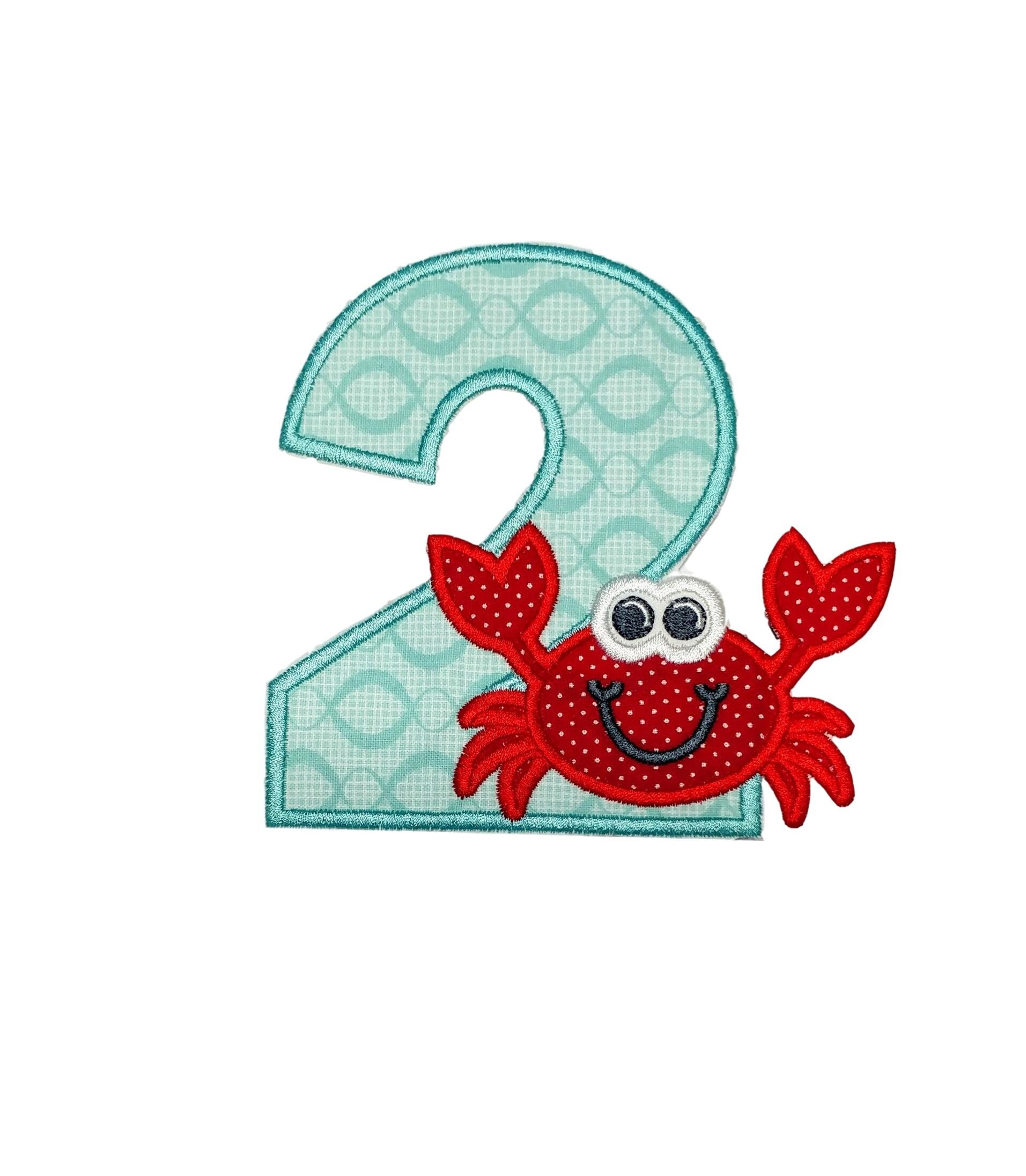 Crab Numbers 1 and 2 iron on applique Summer Beach Birthday Etsy