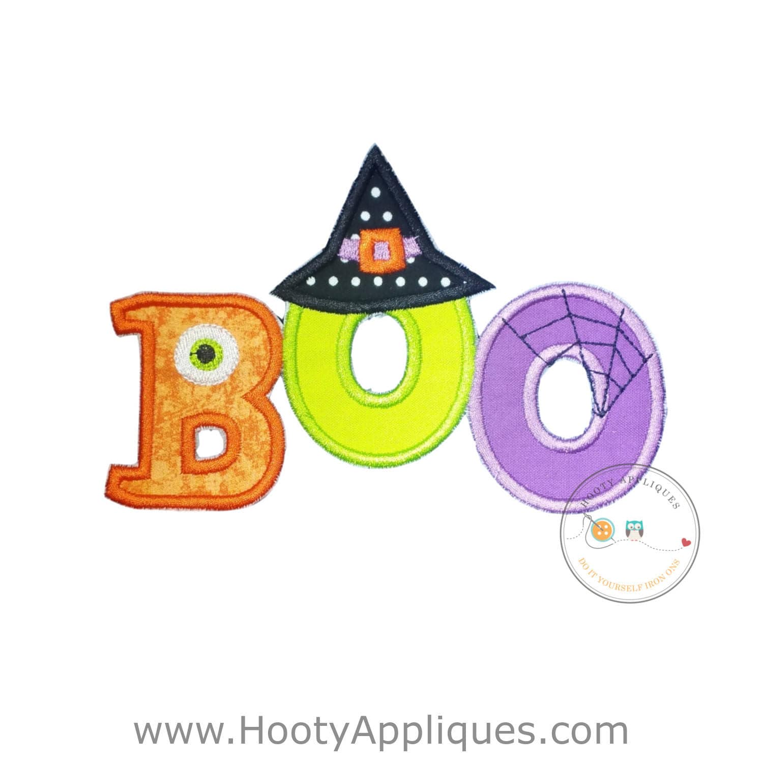 boo halloween text emoridered fabric iron on applique cute monster and witch letter no sew iron on halloween patch ready to ship pre made