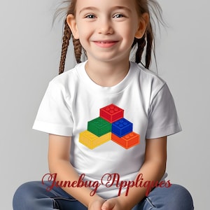 Embroidered Toy Bricks Applique: DIY Iron-on Blocks | For Crafts and Garments
