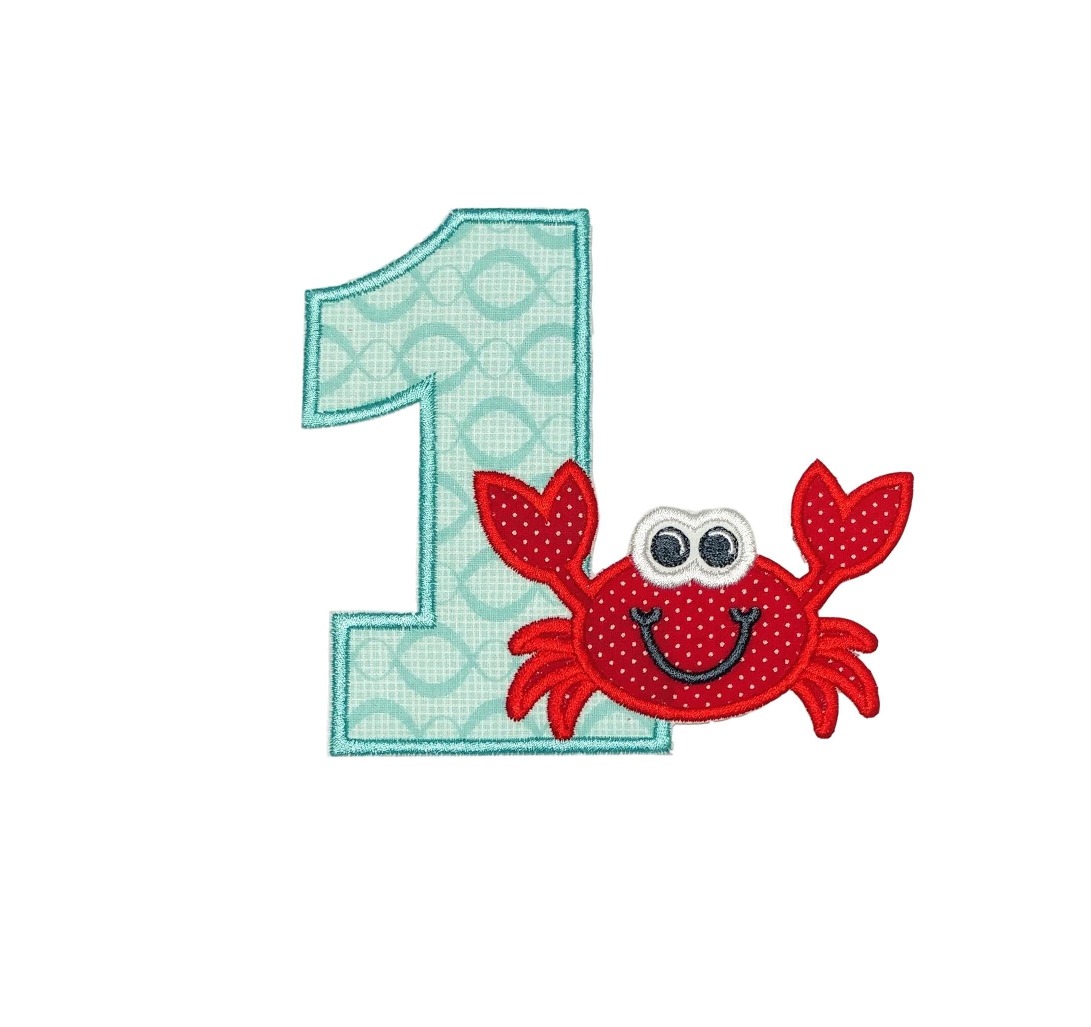 Crab Numbers 1 and 2 iron on applique Summer Beach Birthday Etsy