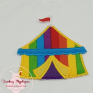 Embroidered Circus Tent Applique | Iron-on Applique for Kids | Clothing Patch | Rainbow Colored Fabric