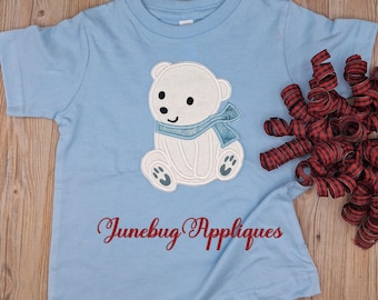 Embroidered Polar Bear Applique: Glitter Fabric Iron-on
