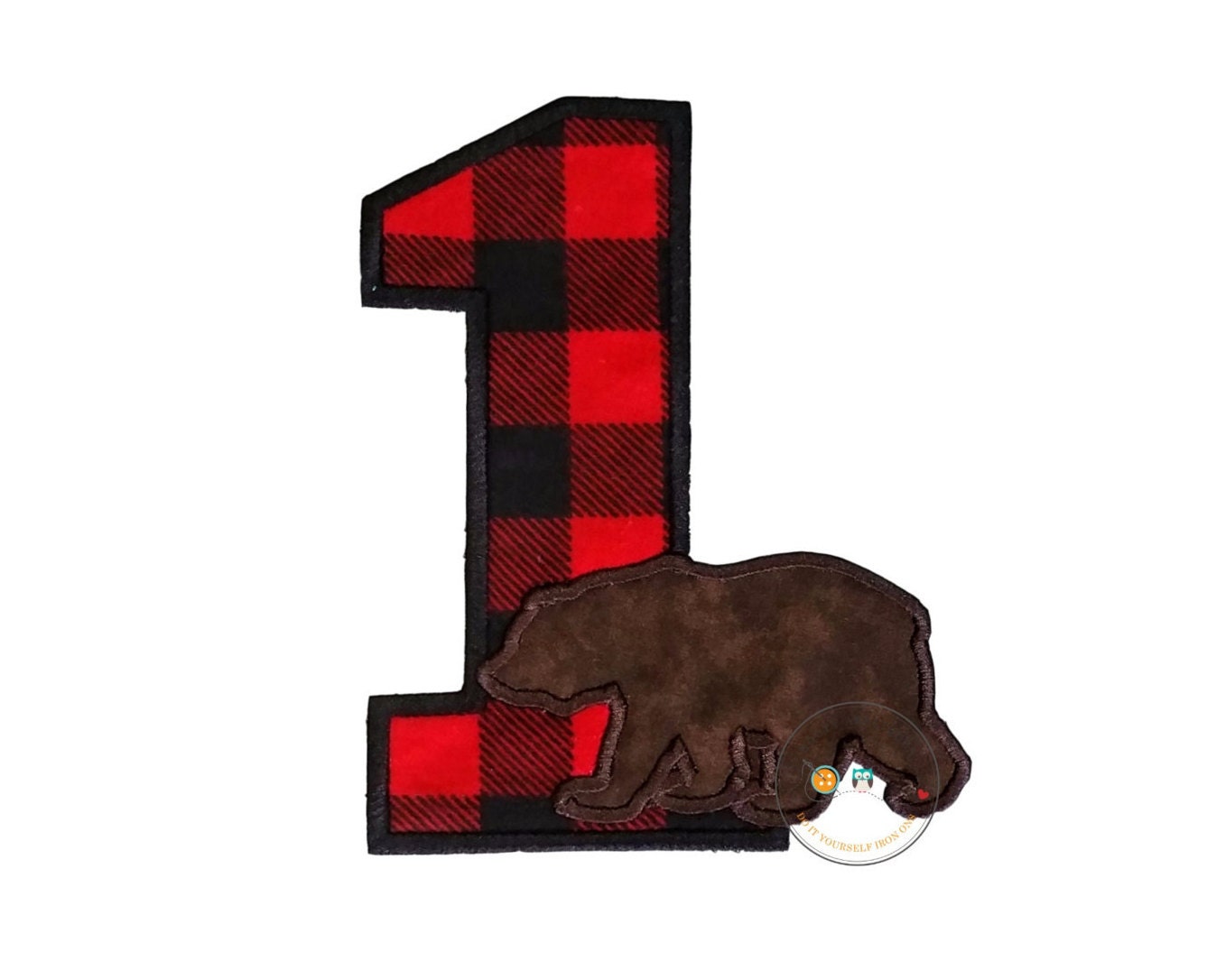 Lumberjack Birthday Number 1 Boy Embroidered Woodland Iron On