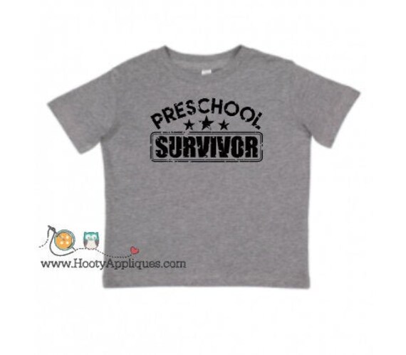Download I Survived Preschool T Shirt Black Svg Graduation Tees In Granite Gray Rabbit Skins Fine Jerseys Made To Order By Hooty Appliques Catch My Party