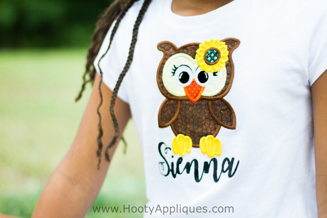 Fall Girl Owl Iron on Embroidered Fabric Applique Patch Etsy