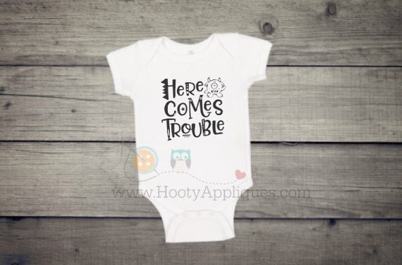 Here Comes Trouble White Rabbit Skin Onesie In Black Print Etsy