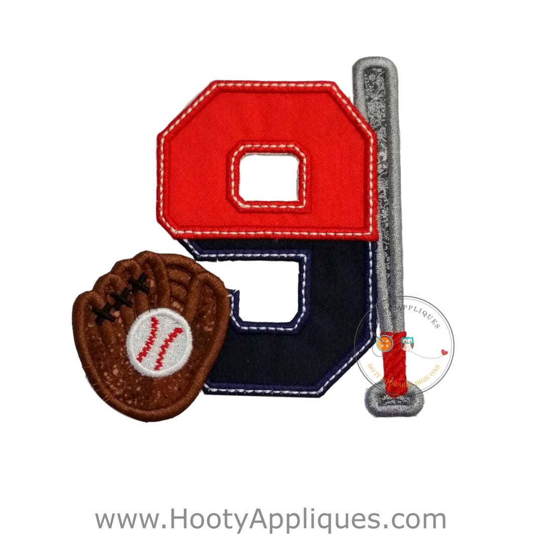 Ironon Baseball Birthday Numbers 0 to 9 Embroidered Baseball Applique