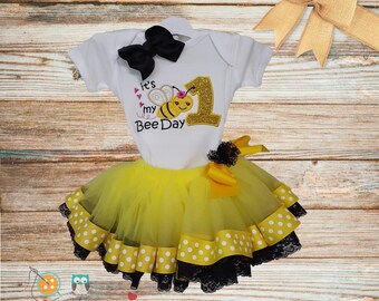 Little girls handmade bumblebee tutu outfit