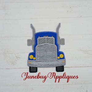 Embroidered Blue Semi Truck Iron-on Applique: Truck Patch
