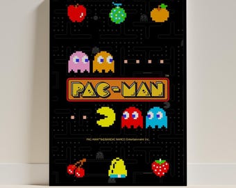 Pac-Man Poster, Retro Arcade Game Wall Art, Gaming Room Decor, 80s Nostalgia Print, Pixel Art Poster, Gamer Gift, Classic Video Game Art