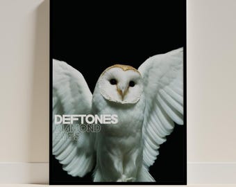 Deftones Diamond Eyes Poster | Alternative Rock Album Wall Art | Moody Owl Music Print | Dark Bedroom Decor | Band Fan Gift Poster