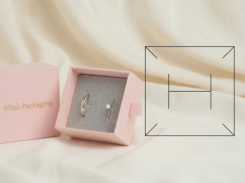 50pcs Custom Logo Paper Box, Luxury Drawer Jewelry Packaging Boxes With ...