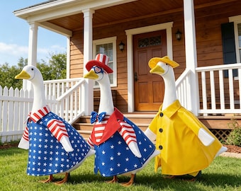 Conjunto de impermeable para ganso de jardín / Ropa para ganso de porche de 23 pulgadas / Abrigo amarillo impermeable / Lindo regalo de decoración para el jardín