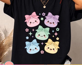 Kawaii Dumpling PNG, Cute Pastel Dumpling Shirt Design, Anime Food Lover Graphic, Kawaii Food Sublimation Download