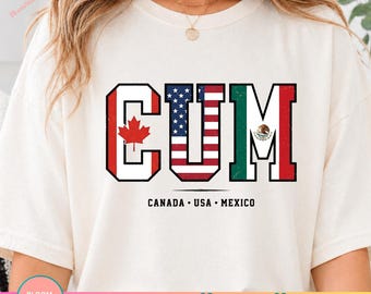 Canada USA Mexico 2026 PNG, North America Flags Retro Varsity Graphic International Football Fan Patriotic Travel