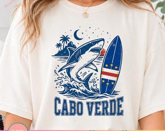 Cape Verde Flag Shark PNG, Cabo Verde Pride Shirt Design, Cape Verdean Roots Travel Graphic, Island Lover Gift