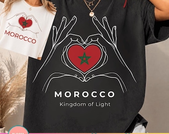 Morocco Heart Flag PNG, Moroccan Pride Shirt Design, Love Morocco Travel Gift, Moroccan Flag Graphic Tee