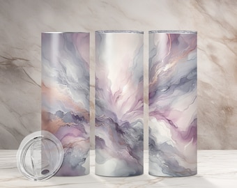 Purple Gray Watercolor Design, 20 oz Skinny Tumbler, Sublimation Design, Straight & Tapered Tumbler Wrap, Digital Download