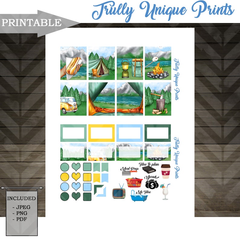 Let's Go Camping Weekly Kit / Printable Planner Sticker - Etsy