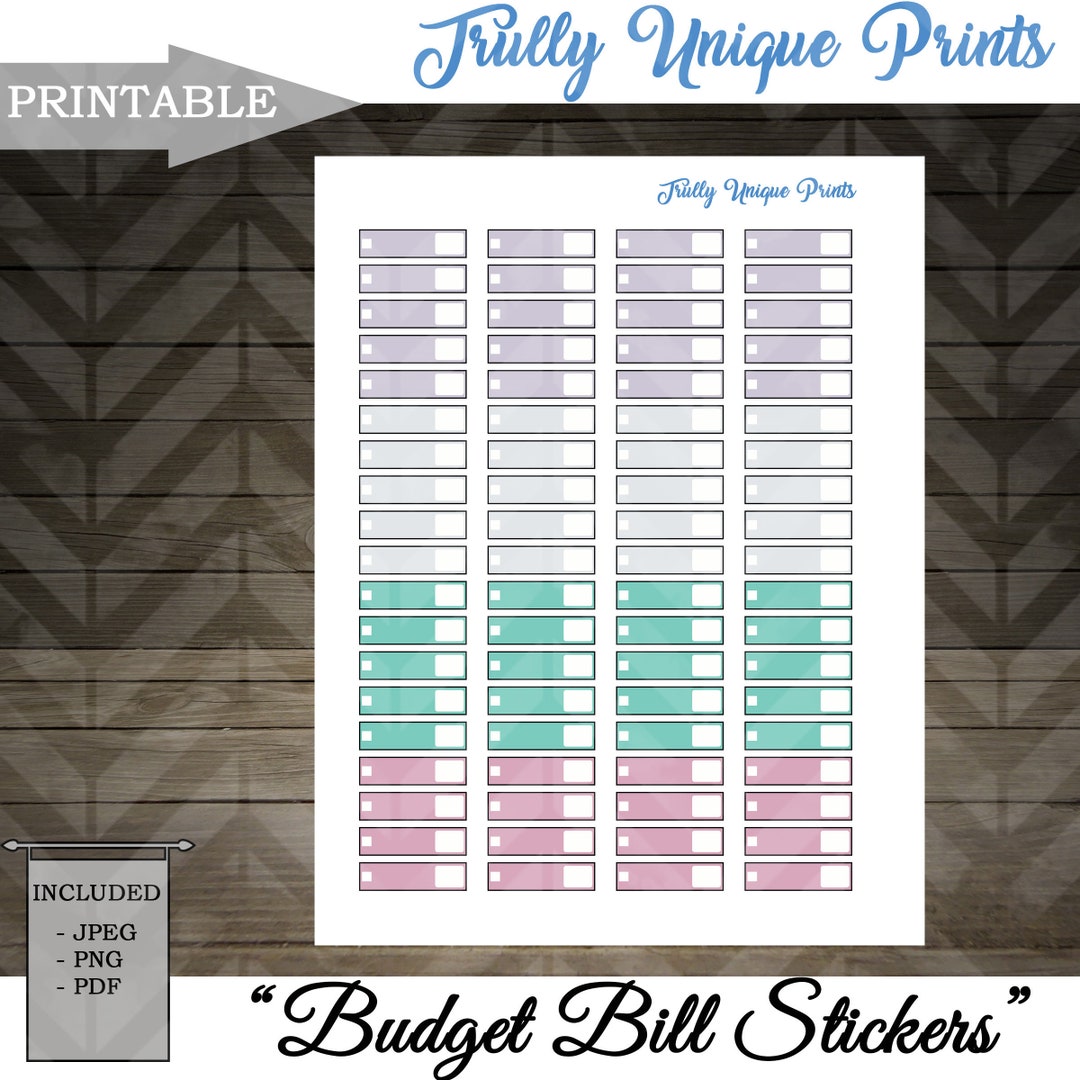 Printable Budget Bill Stickers / Happy Planner / Erin Condren - Etsy