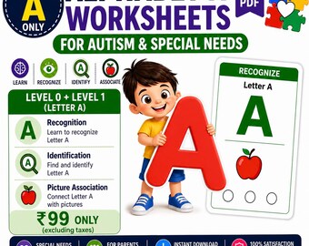 Alphabet A Worksheets for Kids | Special Needs & Autism Learning