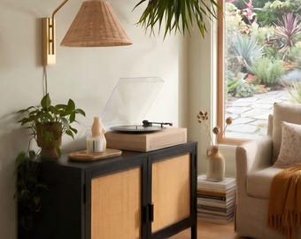 Aplique de pared de ratán tejido a mano, lámpara de pared rústica para habitación, con conexión eléctrica o mediante enchufe.