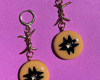 Quilted Gemstar Earrings - Yellow