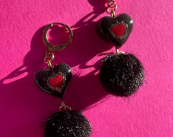 Puffed Love Charms in Black