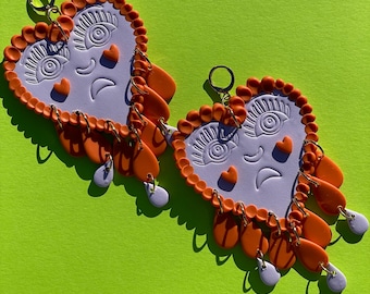 Crying Hearts - Lavender and Orange Cake Hearts