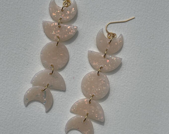 Small Opal Moon Phase Earrings