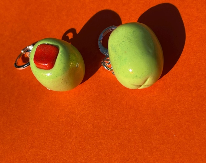 Bright Olive Charm Earrings