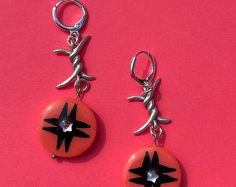 Quilted Gemstar Earrings - Red