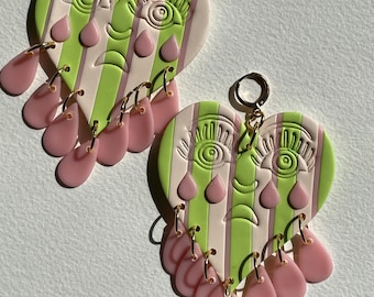 Crying Hearts - Beach Towel Hearts in Green and Cream with a bit of Pink